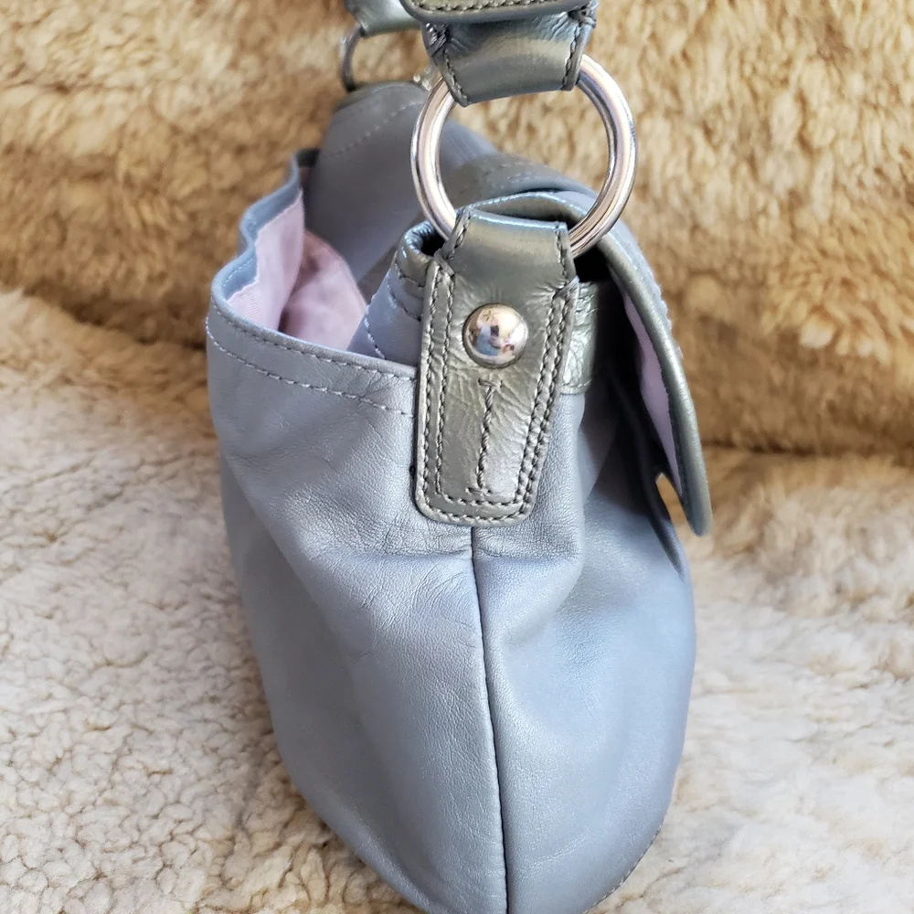 Coach Soho Hobo Bag Buckle Flap Y2k Shoulder Gray Vintage - Picture 4 of 10